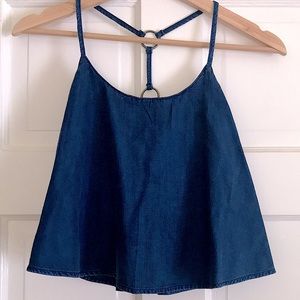American Eagle Blue Strappy Crop Top XS